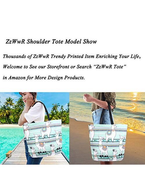 ZzWwR Stylish Fun Pattern Extra Large Shoulder Tote Bag for Beach Travel Weekender Gym Grocery Shopping