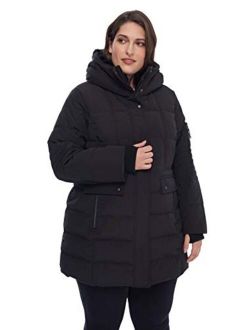 Alpine North Women's Plus Size Vegan Down Mid-Length Parka Coat
