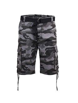 Victorious Men's Belted Ripstop Twill Camo Cargo Short