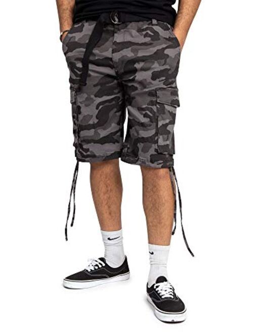 Victorious Men's Belted Ripstop Twill Camo Cargo Short