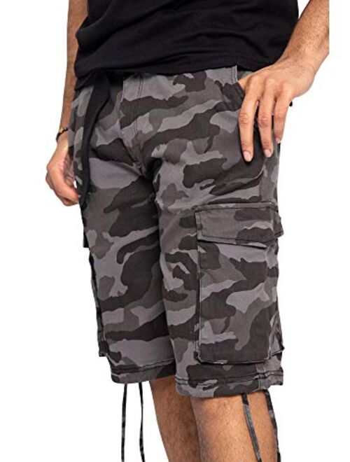 Victorious Men's Belted Ripstop Twill Camo Cargo Short