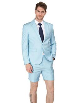 MAGE MALE Mens Summer Suit 2 Piece Suit Cause Blazer and Breathable Shorts