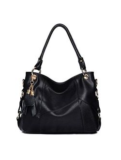 Womens Leather Tote Handbags Shoulder Hobo Purses Top Handle Tassel Cross-body Bag