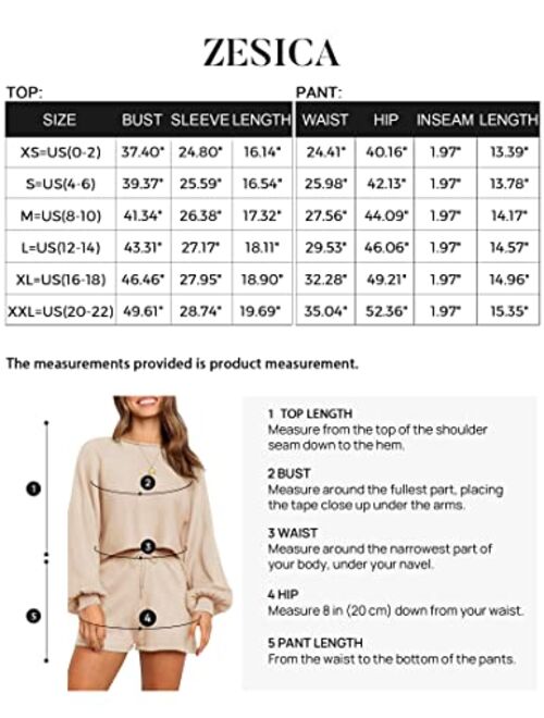 ZESICA Women's Casual Long Sleeve Solid Color Knit Pullover Sweatsuit 2 Piece Short Sweater Outfits Sets