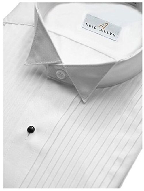 Neil Allyn Mens Tuxedo Shirt Poly/Cotton Wing Collar 1/4 Inch Pleat (18.5 - 34/35) White
