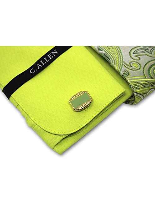 Men's Solid Micro Pattern Regular Fit Dress Shirts with Tie Hanky Cufflinks Combo French Cuffs