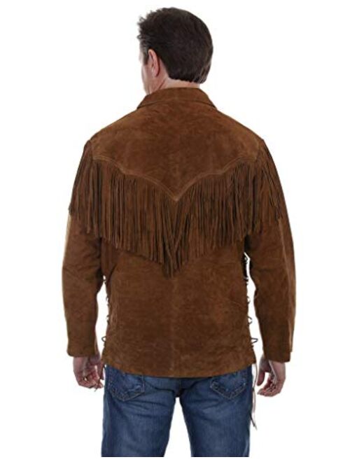 Scully Men's Fringed Boar Suede Leather Long Sleeve Western Shirt - 5-86