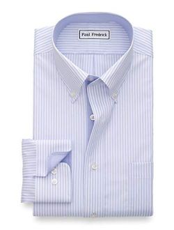 Paul Fredrick Men's Tailored Fit Non-Iron Cotton Stripe Button Down Dress Shirt