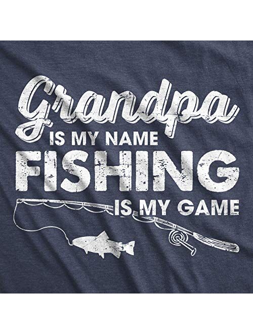 Mens Grandpa is My Name Fishing is My Game T Shirt Funny Fathers Day Fish Papa