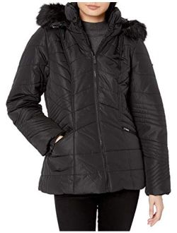 Women's Warm Winter Jacket with Faux Trimmed Hood