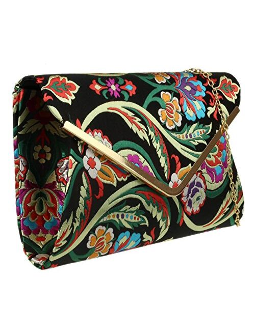 Girly Handbags Baroque Flower Clutch Bag