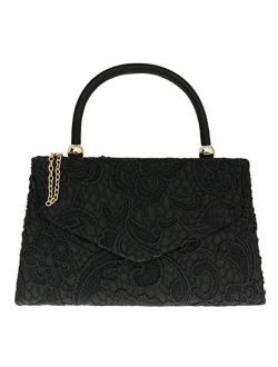 Girly Handbags Lace Satin Top Handle Clutch Bag