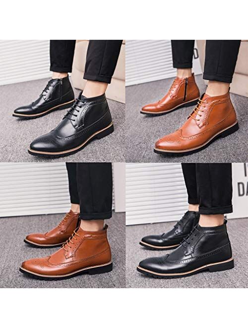 Men's Brogue Boots High-top Leather Oxford Casual British Business Shoes - Limsea