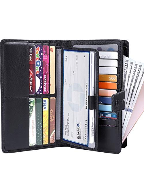 Itslife Womens Wallet,Large Capacity RFID Blocking Leather Wallets Credit Cards Organizer Ladies Wallet with Checkbook Holder