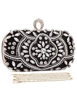 UBORSE Crystal Beaded Clutch Evening Bags for Women Formal Bridal Wedding Clutch Purse Prom Cocktail Party Handbags
