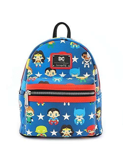Loungefly x DC Comics Justice League Chibi Character All Over Print Mini Backpack