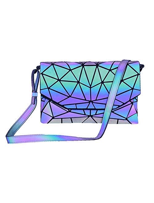 HotOne Geometric Luminous Purses and Handbags Shard Lattice Eco-friendly Leather Holographic Purse