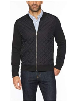 Men's Quilted Mix Media Knit Jacket