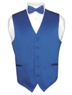 Men's Dress Vest & Bowtie Solid Royal Blue Color Bow Tie Set for Suit or Tuxedo
