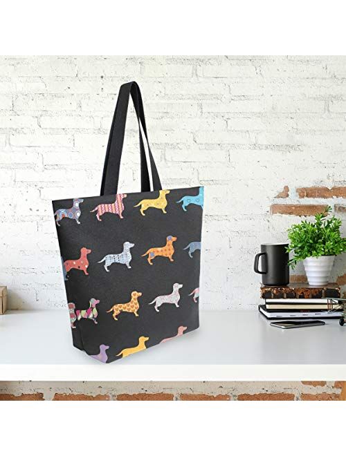 ZOEO Sunflower Black Large Tote Bags Women Summer Handbags with Zipper Shopper Bag for Mother Day Christmas Gifts for Mom