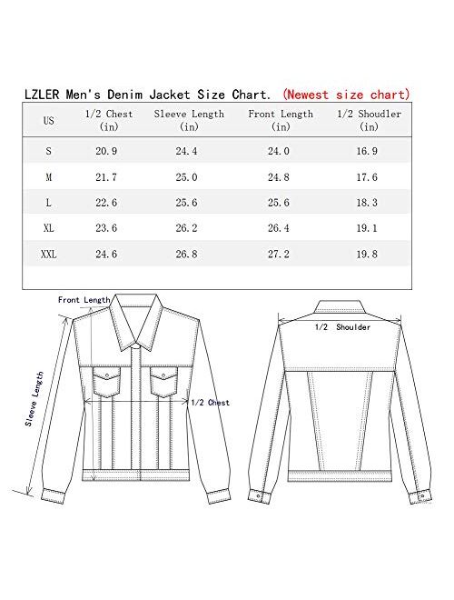 LZLER Jean Jacket for Men,Separable Left&Right Ripped Slim Fit Mens Denim Jacket