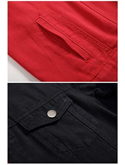 LZLER Jean Jacket for Men,Separable Left&Right Ripped Slim Fit Mens Denim Jacket