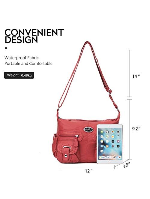 Multi Pocket Crossbody Bag for Women, Ultra Soft Washed Vegan Leather Shoulder Purse