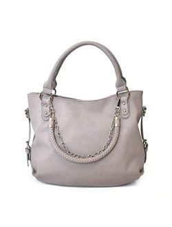 Charming Charlie Women's Pebble PU Leather Hobo Bag - Metal Handle Details, Removable Braided Strap - Large