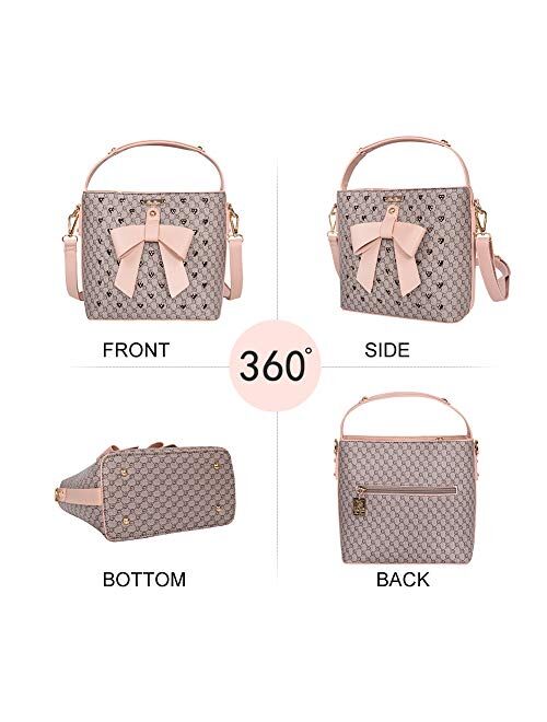 Pink Purses and Handbags for Women Fashion Ladies PU Leather Top Handle Satchel Shoulder Tote Bags