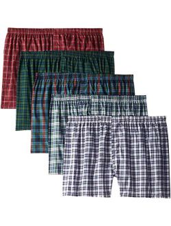 Men's Woven XXL Compatible with Tartan and Plaid Boxer 5-Pack