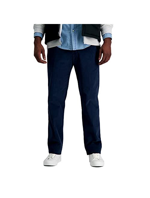 Haggar Men's Premium No Iron Khaki Classic Fit Expandable Waist Flat Front Pant Reg. and Big & Tall Sizes