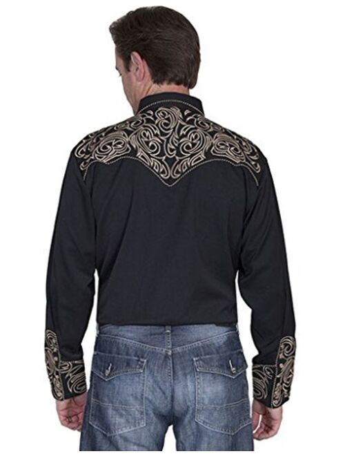 Scully Men's Embroidered Scroll Western Shirt Big Sizes (3XL and 4XL) - P-852X Blk
