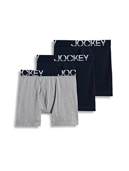 Jockey Men's Underwear ActiveStretch Midway Brief - 3 Pack, True Navy/Grey Heather/True Navy, L