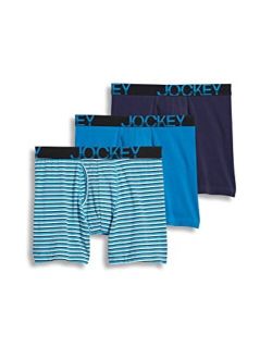 Men's Underwear ActiveStretch Midway Brief - 3 Pack, True Navy/White and Blue Stripe/Turquoise, L