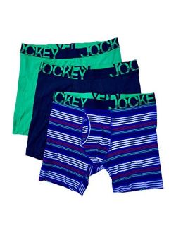 Mens Underwear ActiveStretch Midway Brief - 3 Pack, Green/Navy/Green Blue Stripes, S