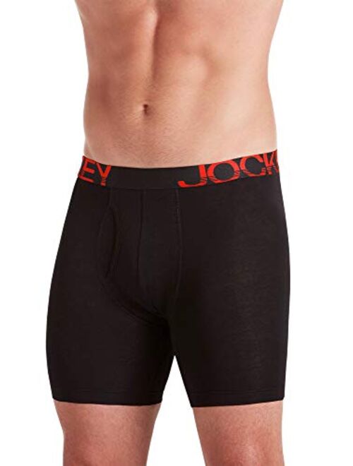 Jockey Men's Underwear ActiveStretch Midway Brief - 3 Pack, Black/Forest Teal/Brilliant Red, S
