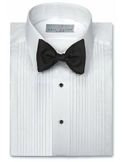 Mens Tuxedo Shirt Poly/Cotton Laydown Collar 1/4 Inch Pleat, White, 14" Neck 32"-33" Sleeve
