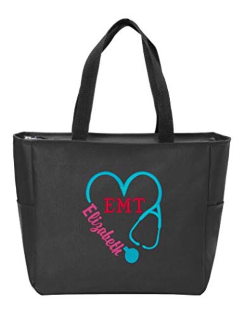 Personalized Monogram Tote Bag Nurse Doctor Appreciation Heart Stethoscope Initials Gift RN LPN CAN