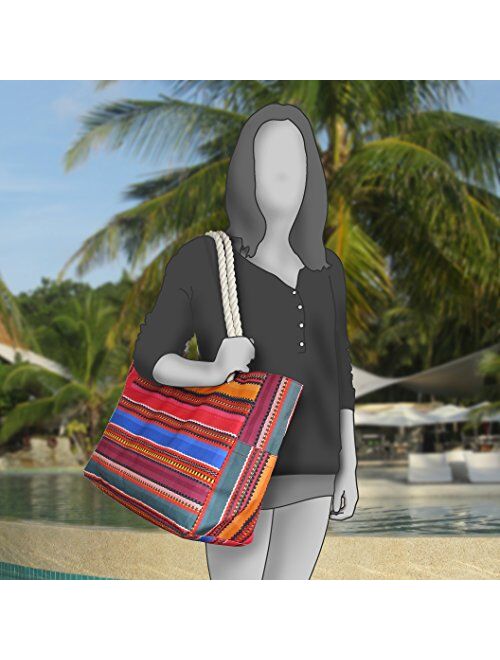 OdyseaCo Beach Bag - Waterproof Beach Bag for Women, Large Canvas Tote Bag