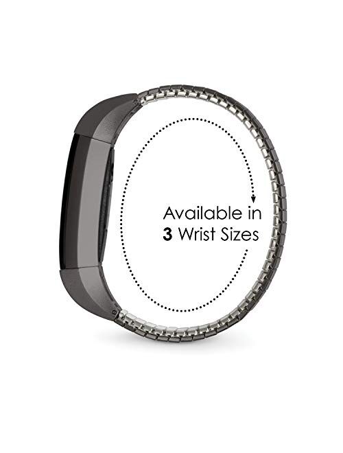 Twist-O-Flex Metal Expansion Stainless Steel Stretch Band Replacement for The Fitbit Alta and Alta HR in Brushed Silver and Black by Speidel