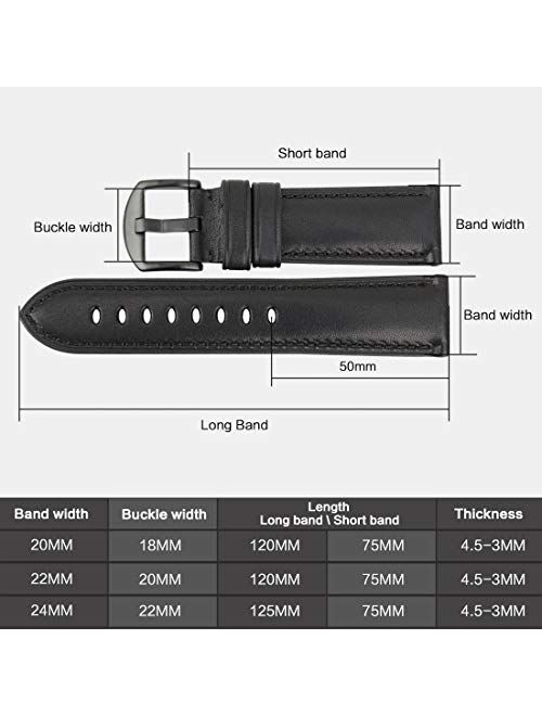 Genuine Calf Leather Watch Strap Men/Women Watch Band Watch Accessories Stainless Steel Buckle 20mm 22mm 24mm 4 Colors Watchbands Bracelets