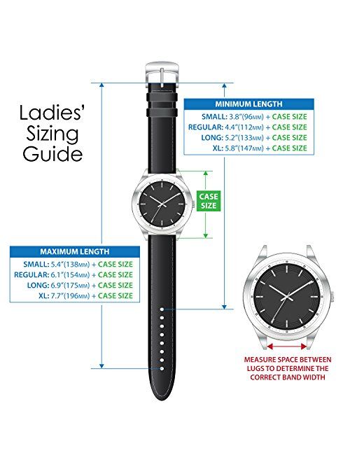 Speidel Genuine Leather Ladies Watch Band Black Brown White Stitched Calf Skin Replacement Strap,Stainless Metal Buckle,Watchband Fits Most Watch Brands (8mm-20mm)