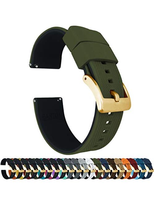Barton Elite Silicone Watch Bands - Gold Buckle Quick Release - Choose Color - 18mm, 19mm, 20mm, 21mm, 22mm, 23mm & 24mm Watch Straps