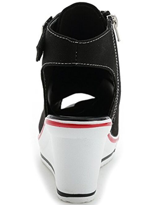 ACE SHOCK Women Summer Wedge Sandals Lightweight Peep Toe Sneakers Slingback High Heels Platform Sandals 8 Colors