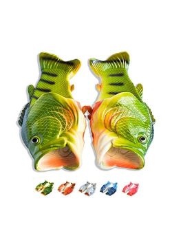 Coddies Fish Flip Flops | The Original Fish Shoe | Unisex Sandals, Bass Slides, Slippers, Pool, Beach & Shower Shoes | Men, Women & Kids (Green | 9-10 Men | 10-11 Women |