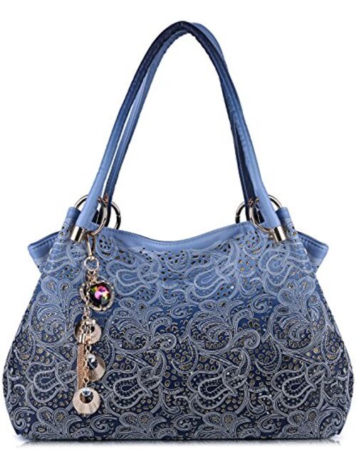 Outgeek Classic Fashion Tote Handbag Leather Shoulder Bag Perfect Large Tote Ls1195 (Grey)