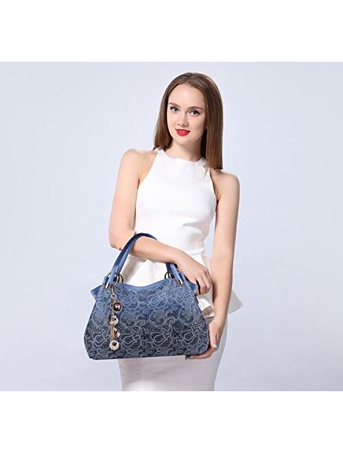 Outgeek Classic Fashion Tote Handbag Leather Shoulder Bag Perfect Large Tote Ls1195 (Grey)