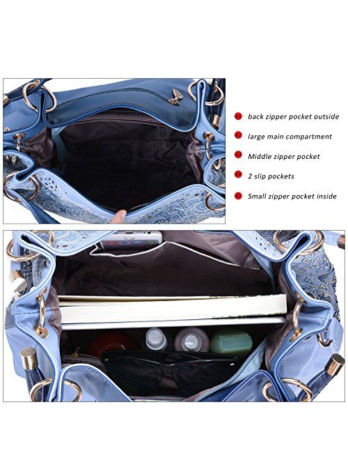 Outgeek Classic Fashion Tote Handbag Leather Shoulder Bag Perfect Large Tote Ls1195 (Grey)