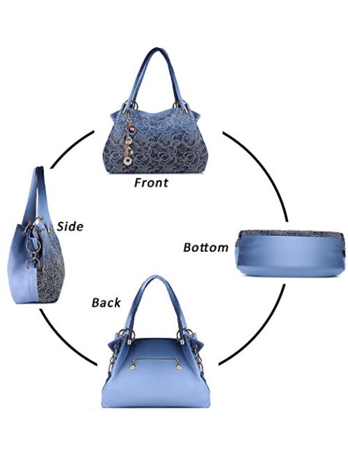 Outgeek Classic Fashion Tote Handbag Leather Shoulder Bag Perfect Large Tote Ls1195 (Grey)