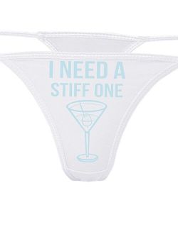 Knaughty Knickers - I Need A Stiff One White Thong - Fun Flirty Underwear - Panty Game Bachelorette Bridal Lingerie Shower